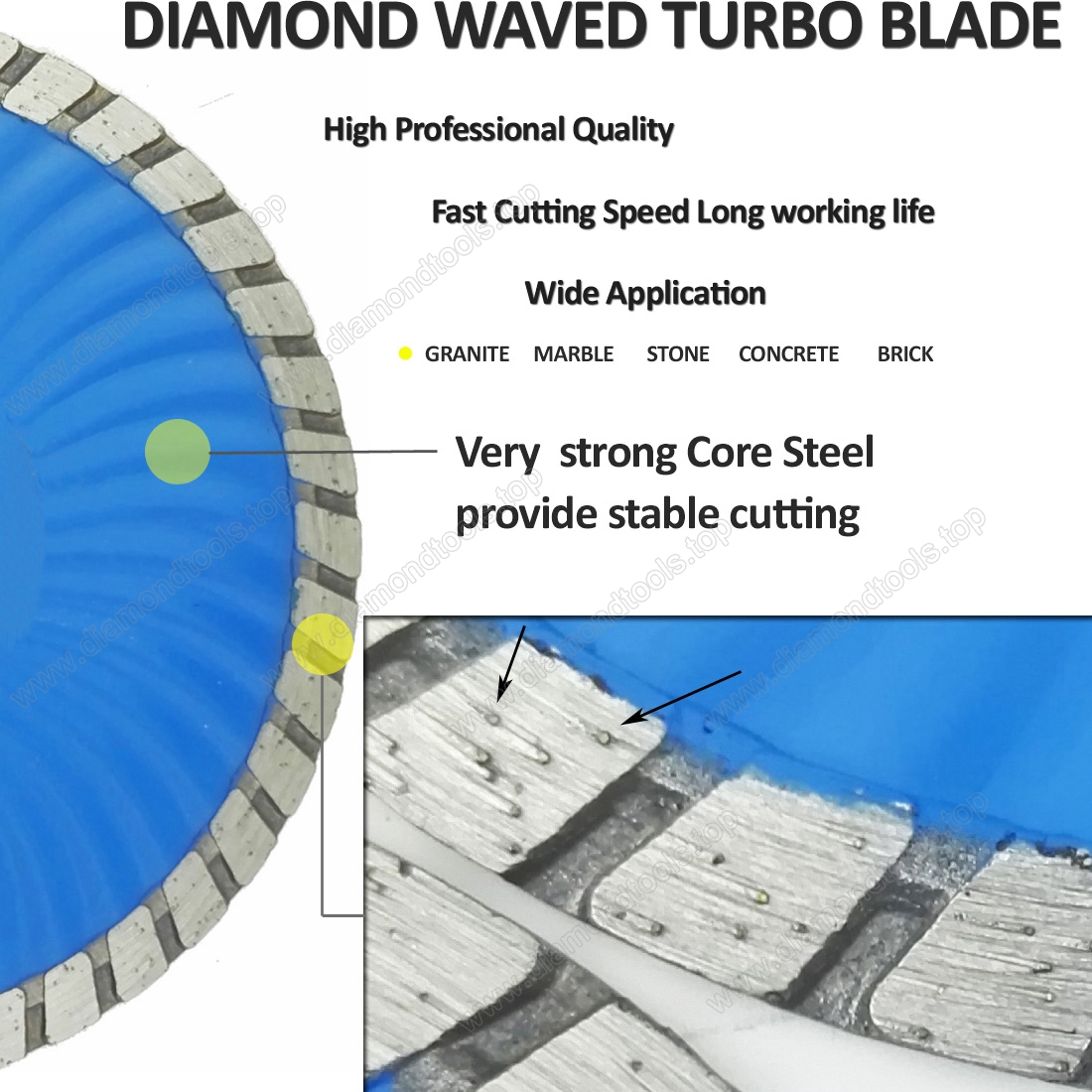 Hot pressed Diamond Waved Turbo Blade Diamond Saw Blade Cutting disc